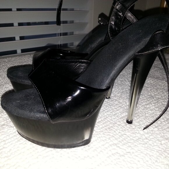 Black Two Strap Seychelle Dancer high heels worn - Picture 8 of 13
